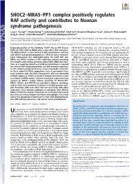 SHOC2–MRAS–PP1 Complex Positively Regulates RAF Activity and Contributes to Noonan Syndrome Pathogenesis