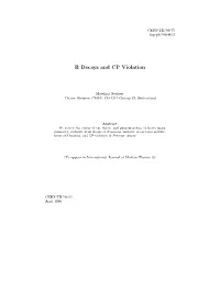 B Decays and CP Violation