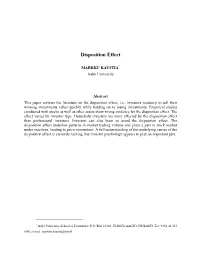 Disposition Effect