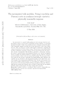 [Physics.Class-Ph] 9 May 2020 the Incremental Bulk Modulus, Young's