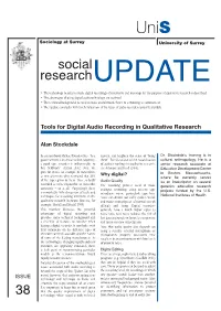 Tools for Digital Audio Recording in Qualitative Research