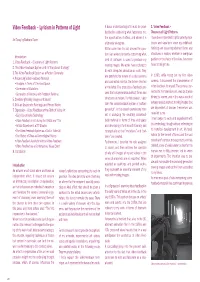 Video Feedback – Lyricism in Patterns of Light a Basic Understanding of It Must Be Provi- 1