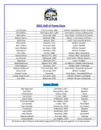 2021 Hall of Fame Class