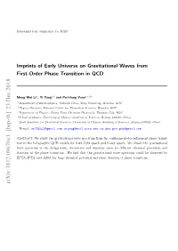 Imprints of Early Universe on Gravitational Waves from First-Order Phase Transition in QCD