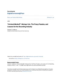 Mixtape Djs, the Piracy Paradox, and Lessons for the Recording Industry
