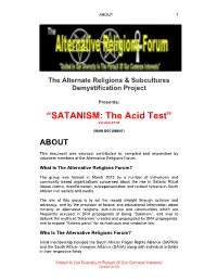 “SATANISM: the Acid Test” Version 01.03