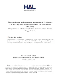 Thermoelectric and Transport Properties of Delafossite Cucro2