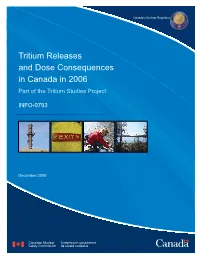 Tritium Releases and Dose Consequences in Canada in 2006 Part of the Tritium Studies Project