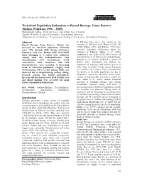 Waterfowl Population Estimation at Rasool Barrage, Game Reserve