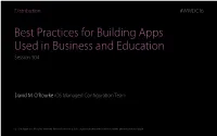 Best Practices for Building Apps Used in Business and Education 0.9