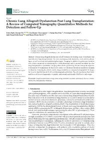 Chronic Lung Allograft Dysfunction Post Lung Transplantation: a Review of Computed Tomography Quantitative Methods for Detection and Follow-Up