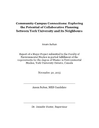 Community-Campus Connections: Exploring the Potential of Collaborative Planning Between York University and Its Neighbours