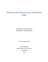 Creating a Solar Cell Array from a Single Silicon Wafer