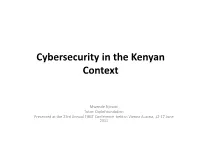Cybersecurity in the Kenyan Context