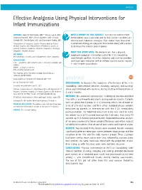 Effective Analgesia Using Physical Interventions for Infant Immunizations