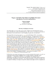 Niagara, the Birth of the Modern Civil Rights Movement Introductory Overview and Resources
