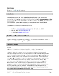 DCHC MPO 2045 MTP Final Plan Comments