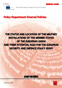 The Status and Location of the Military Installations of the Member States of the European Union