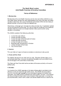 APPENDIX B the North West London Joint Health Overview & Scrutiny