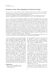 Evaluation of Some Vulval Appendages in Nematode Taxonomy