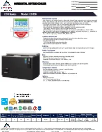HORIZONTAL BOTTLE COOLER EBC Series Model: EBC50