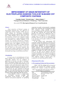 Improvement of Grain Retentivity of Electroplated Diamond Tools by Ni-Based Cnt Composite Coatings