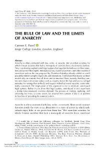 The Rule of Law and the Limits of Anarchy
