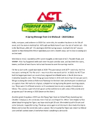 A Spring Message from Cris Michaud – 2020 Edition