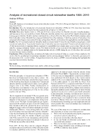 Analysis of Recreational Closed-Circuit Rebreather Deaths 1998–2010 Andrew W Fock Abstract (Fock AW