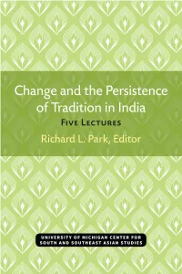 Change and the Persistence of Tradition in India