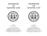 Handbook of Masonic Law with All Page Changes to Date