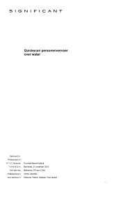 S I G N I F I C a N T Quickscan Personenvervoer Over Water