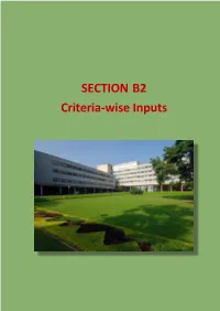 SECTION B2 Criteria-Wise Inputs