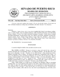 Senado De Puerto Rico Diario De Sesiones Procedimientos Y Debates De La Decimocuarta Asamblea Legislativa Quinta Sesion Ordinaria Año 2003 Vol