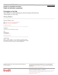 Surveillance and Policing in David Adams Richards's