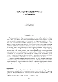 The Clergy-Penitent Privilege: an Overview