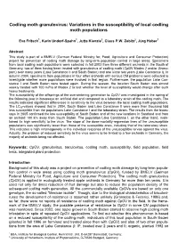 Codling Moth Granulovirus: Variations in the Susceptibility of Local Codling Moth Populations