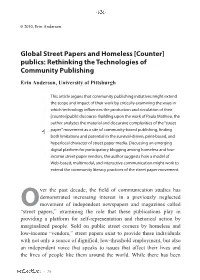 Global Street Papers and Homeless [Counter] Publics: Rethinking the Technologies of Community Publishing