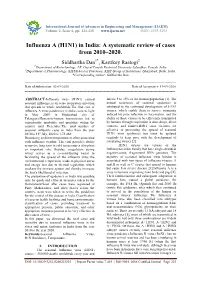 Influenza a (H1N1) in India: a Systematic Review of Cases from 2010–2020