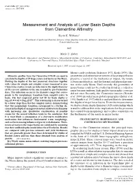 Measurement and Analysis of Lunar Basin Depths from Clementine Altimetry