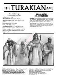The Turakian Age a Word Or Two a Setting Book for Fantasy Hero of Appreciation Author: Steven S