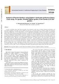 Analysis of Persian Gardens Using Kaplan's Landscape Preference Theory