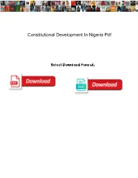 Constitutional Development in Nigeria Pdf