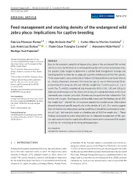 Feed Management and Stocking Density of the Endangered Wild Zebra Pleco: Implications for Captive Breeding