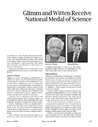 Glimm and Witten Receive National Medal of Science, Volume 51, Number 2