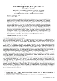 How Open Is Open Access Research in Library and Information Science?