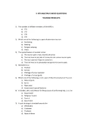 Ii Bts Multiple Choice Questions Tourism Products
