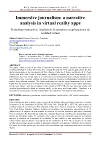 Immersive Journalism: a Narrative Analysis in Virtual Reality Apps