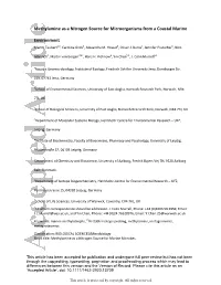 Methylamine As a Nitrogen Source for Microorganisms from a Coastal Marine