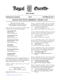 NS Royal Gazette Part I
